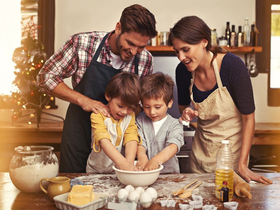 Family baking together